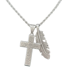 Twister Men's Necklace Cross And Feather 32140 – Cowtown Cowboy