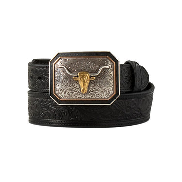 Ariat Mens Floral Embossed Black Belt - A1043201