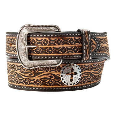 3D Mens Cross Concho Brown Belt - D100019202