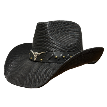 Black Cowboy Hat with Longhorn ST-090