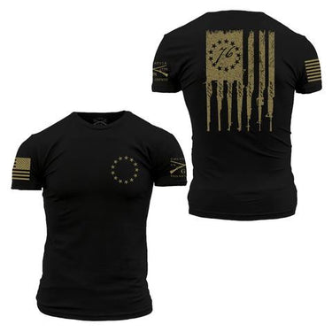 Betsy Rifle Flag T-Shirt in Black by Grunt Style GS4013