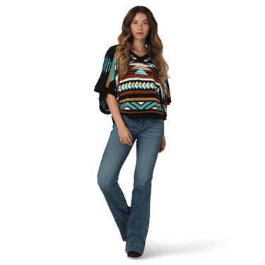 Women's Wrangler Retro® Punchy Poncho Sweater - Blk - 112336519