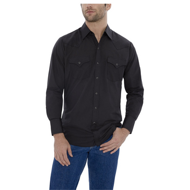 Men's Solid Long Sleeve Shirt in Black by Ely Walker 15201905-89