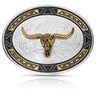 Southwest Edge Buckle With Longhorn By Montana Silversmiths 50310-974XL