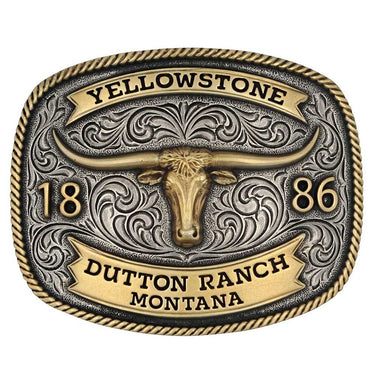 Dutton Ranch Longhorn Attitude Buckle-A969YEL