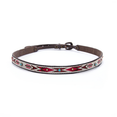 Brown And Red Leather Hat Band HB-17