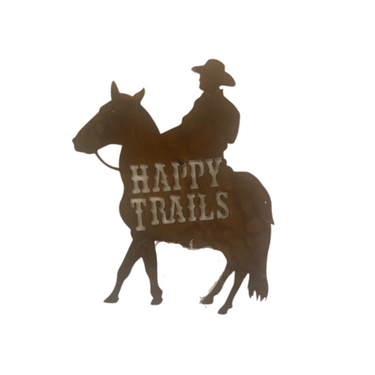 Rustic Metal Happy Trails Horse Sign by Recherche Furnishings HAPPYTRAILS