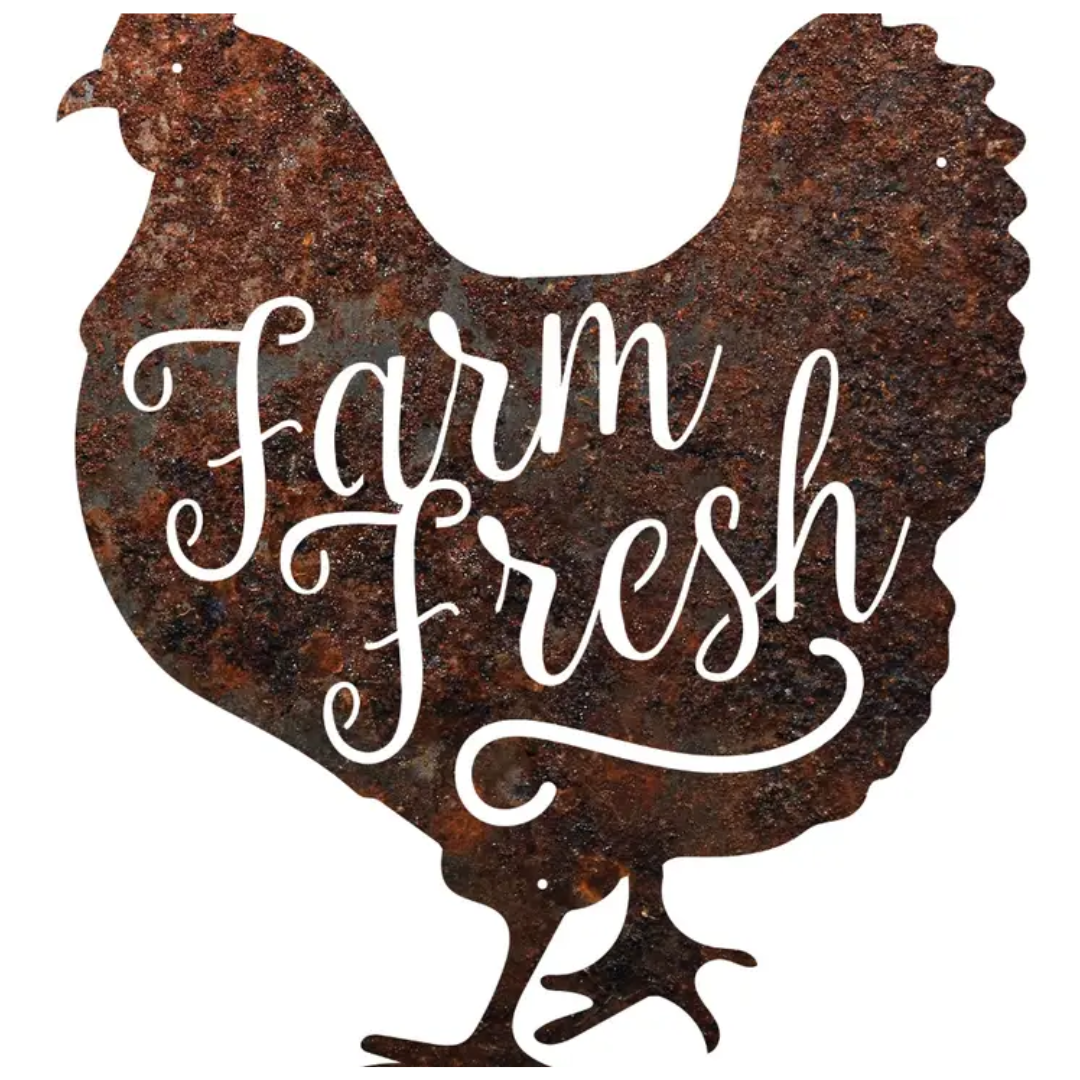 PXIYOU Insegna In Metallo Vintage 'Farm Fresh Chicken' – 20x30 Cm – Decorazione Rustica Per Parete, Bar, Cucina