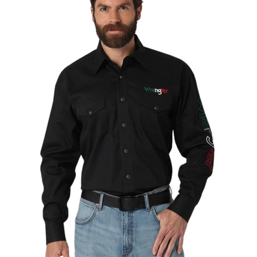 Men's Mexican Pride Branded Wrangler Long Sleeve Snap Shirt 2317124