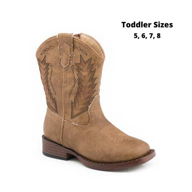 Roper Toddler's Square Toe Boot Faux Leather Tan- "Billy" 09-017-1900-2988 TA