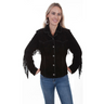 Women's Black Scully Leather Fringe Jacket L1016-19