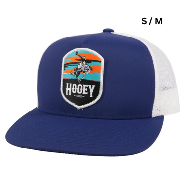 "Cheyenne" Hooey Blue / White 5-Panel Flexfit with Red / Blue / White / Black Patch - S/M