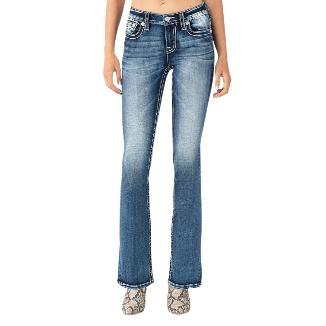 Women's US Flag Pocket Mid-Rise Bootcut Jean by Miss Me M3849B