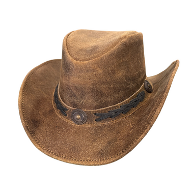 Leather Hat in Rough Finish Camel by Amer-I-Mex 8862