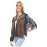 Women's Denim Embroidered, Beaded And Studded Fringe Jacket By Scully L1073-193