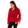 Women's Red Suede Fringe Jacket By Scully L1080-27