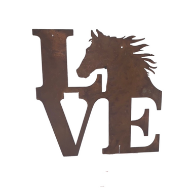 Rustic Metal Horse Love Sign by Recherche Furnishings HORSELOVE2