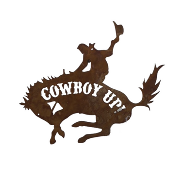 Rustic Metal Cowboy Up! Sign by Recherche Furnishings COWBOYUP