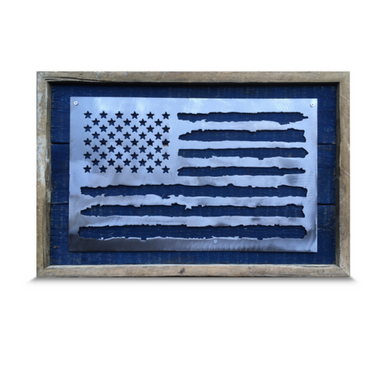 Rustic Reclaimed Shabby Brushed American Flag by Recherche Furnishings AMERICANFLAGBLUE
