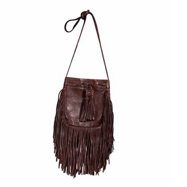 Fringe Leather Crossbody Bag by Scully Leather - B184-CHOC