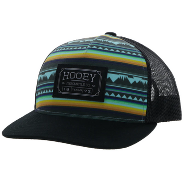 "Doc" Hooey Turquoise / Black 5-Panel Trucker with Black / White Rectangle Patch - OSFA