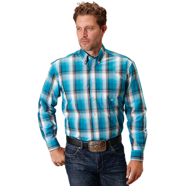 Men's Amarillo Deep Pool Ombre L/S Button Shirt By Roper - 03-001-0379-2087