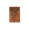 Ariat Trifold Wallet Ostrich Floral Embossed Brown A3553202
