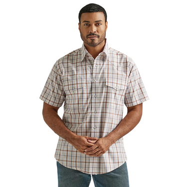 Men's Wrangler Wrinkle Resist Short Sleeve Shirt Brown 112326365