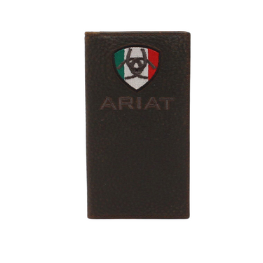 Ariat Mens Rodeo Wallet Mexican Flag Logo Brown Rowdy A35491282