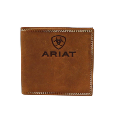 Ariat Mens Bifold Wallet Embossed Logo Medium Brown A3548244