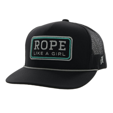 Rope Like A Girl Black 5-Panel Trucker Cap OSFA 2249T-BK