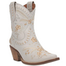 Women's Primrose White Bootie With Floral Embroidery By Dingo DI748-WH