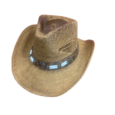 Brown Western Hat With Star/Bead Trim R24Brown