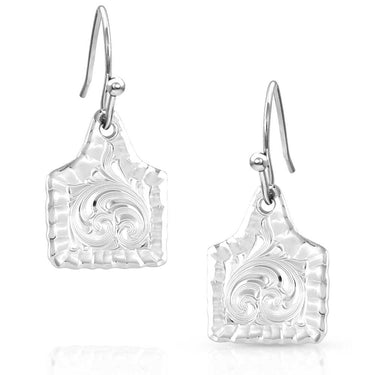 Chiseled Cow Tag Earrings-ER5398