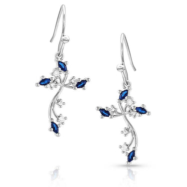 Montana Blue Crystal Cross Earrings-ER5522