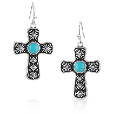 Bold in Faith Turquoise Cross Earrings-ER5525