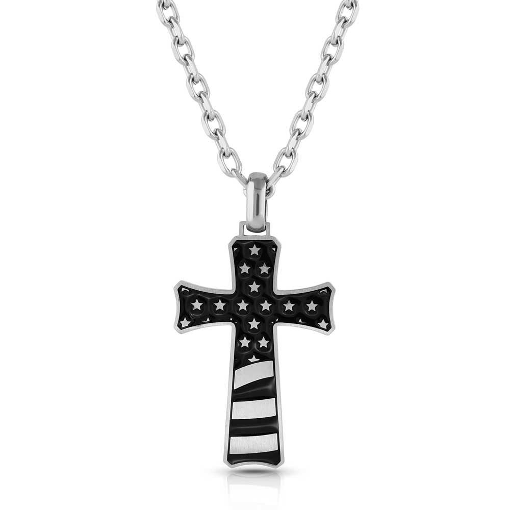 Inspirational Patriotism Cross Necklace-NC4360
