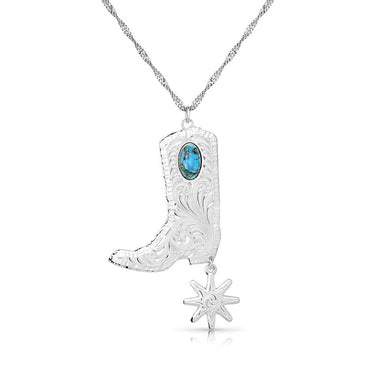 Chiseled Boots & Spurs Turquoise Necklace-NC5667
