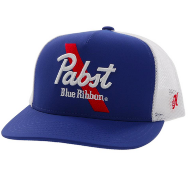 Pabst Blue Ribbon Blue / White 5-Panel Trucker with Red / White Logo - OSFA - 2275T-BLWH