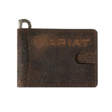Ariat Bullhide Brown Embroidered Money Clip Wallet A3554602
