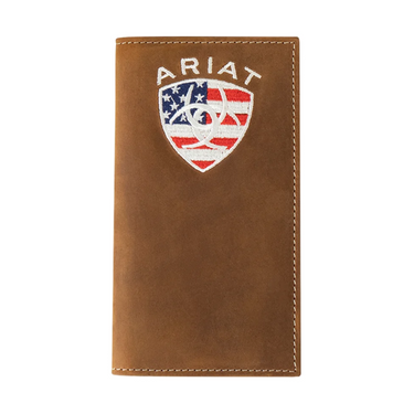 Ariat American Flag Logo Aged Bark Rodeo Wallet A35547217 