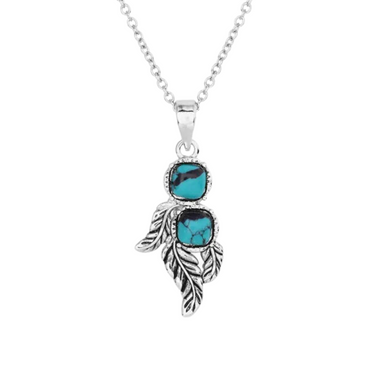 Whispering Winds Feather Turquoise Necklace By Montana Silversmiths NC5711