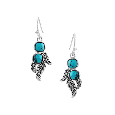 Whispering Winds Feather Turquoise Earrings By Montana Silversmiths ER5711