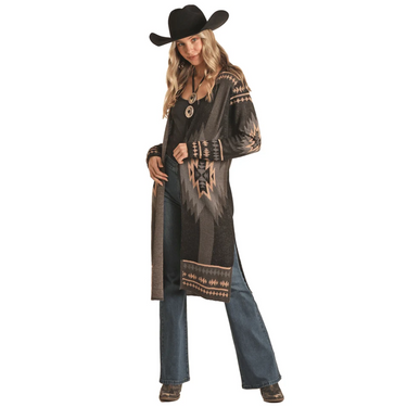 Women's Black Aztec Duster By Panhandle BW95T02762