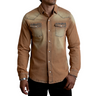 Men's Wheat Long Sleeve Denim Shirt With Horse And Rider WS23008