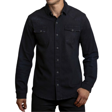 Men's Black Long Sleeve Denim Shirt WS23000