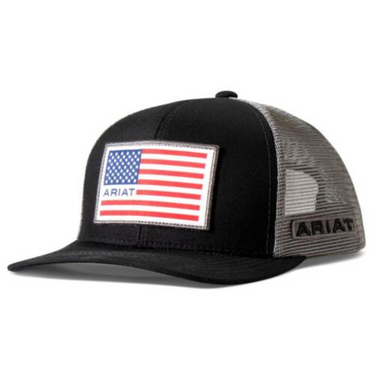 Ariat Mens American Flag Patch Baseball Cap - Black-A300081101