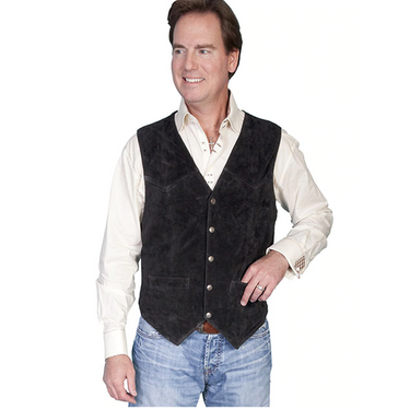 Men's Black Suede Western Vest By Scully 507-214