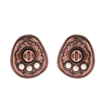 Cowboy Copper Stud Earrings By Sophia Collection E12870CBWT