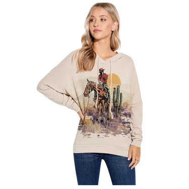 Women's Taupe Desert Horse Hoodie By Phil Love T874G10726